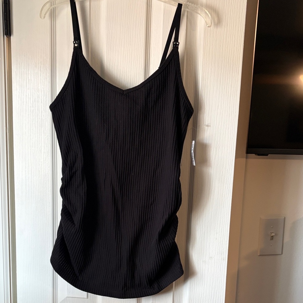 Black Ribbed Women's Nursing Top